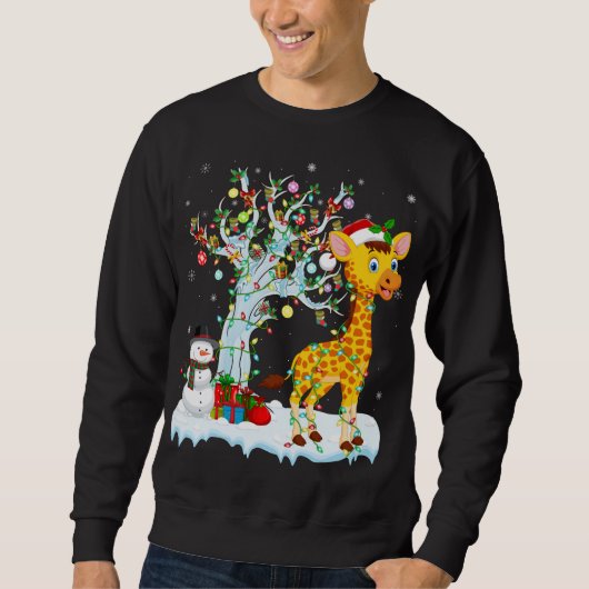 Sweatshirt Giraffe Xmas Élément Arbre Éclairage Giraffe Noël (Devant)