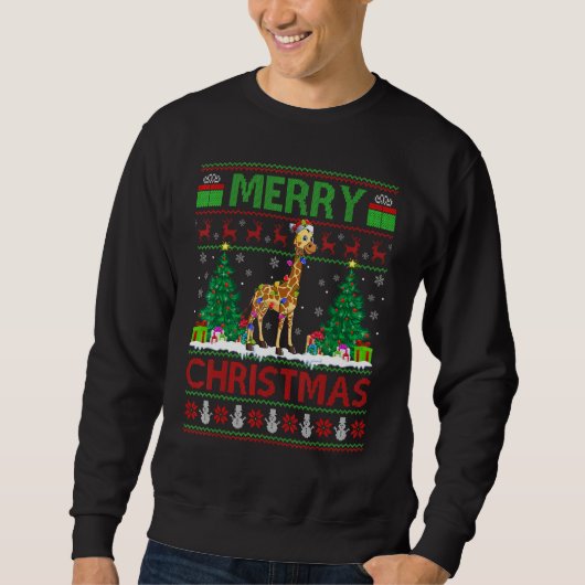 Sweatshirt Giraffe Xmas Tree Lights Ugly Santa Giraffe Chri (Devant)