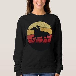 Sweatshirt Girl équitation Cheval Coucher de soleil Vintage T