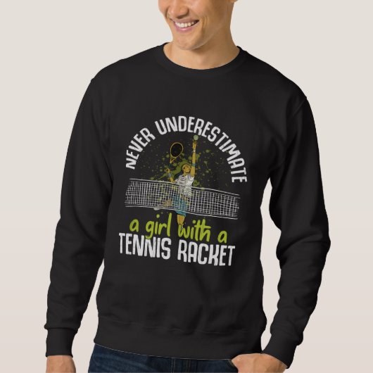 Sweatshirt Girl With Tennis Racket  Sports Player Coach Graph (Devant)