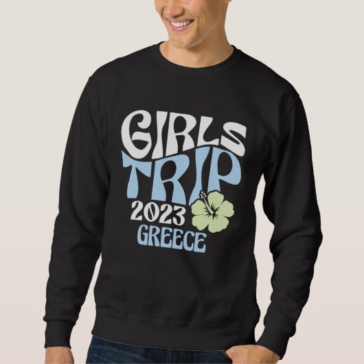 Sweatshirt Girls Trip 2023 Greece Beach Destination Retro Gro (Devant)