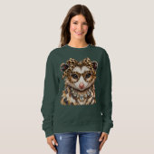 Sweatshirt Glam Opossum Imprimé Léopard Strass Boujee (Devant entier)