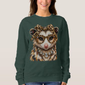 Sweatshirt Glam Opossum Imprimé Léopard Strass Boujee (Devant)