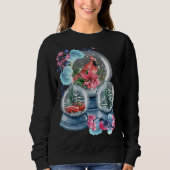 Sweatshirt Globe des neiges hiver Neige Rouge Cardinal Oiseau (Devant)