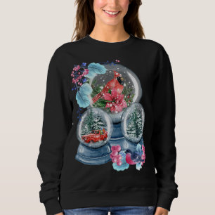 Sweatshirt Globe des neiges hiver Neige Rouge Cardinal Oiseau