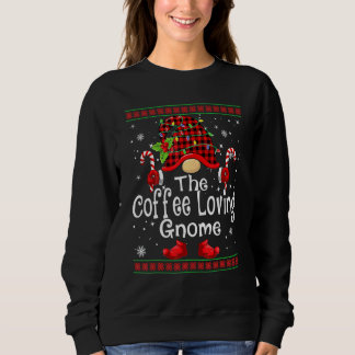 Sweatshirt Gnome amateur de café à carreaux de buffle famille