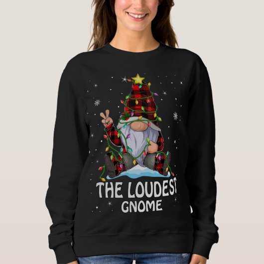 Sweatshirt Gnome Buffalo le plus bruyant Plaid Correspondant (Devant)