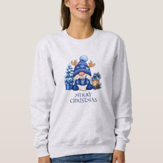 Sweatshirt Gnome de Noël Cozy Blue pour femmes avec Chocolat