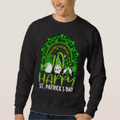 Sweatshirt Gnome Lucky Shamrock Rainbow Leopard St patrick D (Devant)