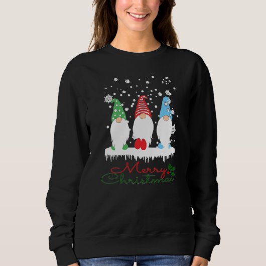 Sweatshirt Gnome Noël Pyjamas Jardin Gnome Joyeux Christ (Devant)