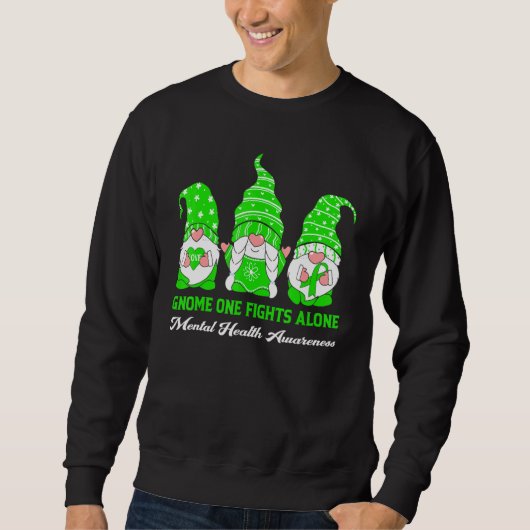 Sweatshirt Gnome One combat seul Ribbon Mental Health Award (Devant)