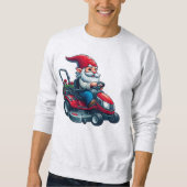 Sweatshirt Gnome sur l'équitation tondeuse de pelouse avec pa (Devant)