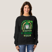 Sweatshirt Gnomes Holding Shamrock Leopard Rainbow St Patrick (Devant entier)