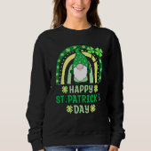 Sweatshirt Gnomes Holding Shamrock Leopard Rainbow St Patrick (Devant)