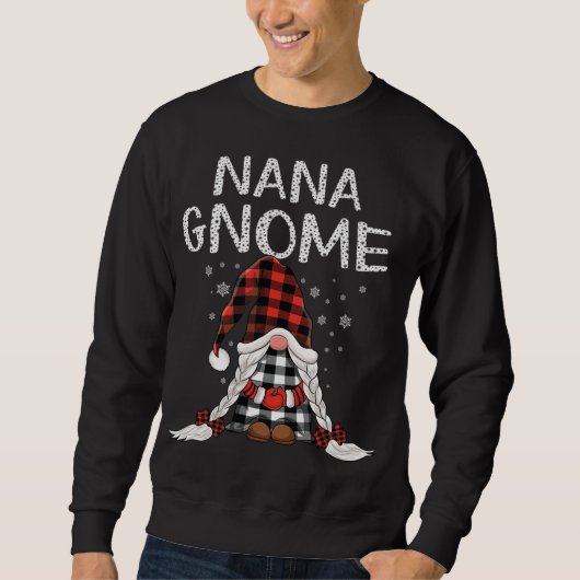 Sweatshirt Gnomes mignonnes nana cocher rouge motif plaid Noë (Devant)