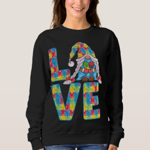Sweatshirt Gnomes Mignons Tenant Puzzle Et Ruban Soutien Auti