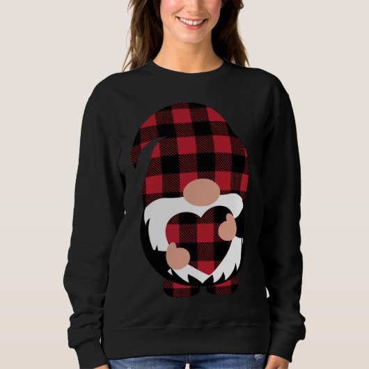 Sweatshirt Gnomes Valentine's Day Love Leopard Buffalo Plaid (Devant)