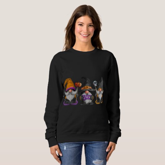 Sweatshirt Gnomes Vraiment Effrayant Correspondant Costume Ha (Devant entier)