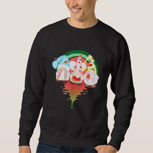 Sweatshirt Gnomes Watermelon Vaporwave Sunset été (Devant)