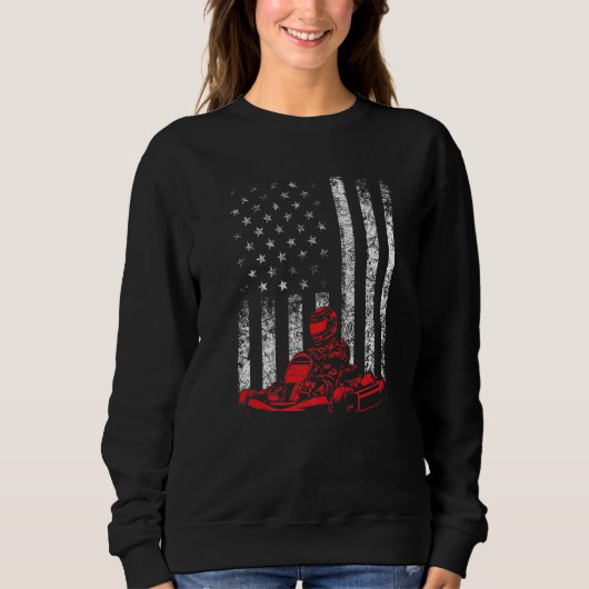 Sweatshirt Go Kart Racing - Go Karting USA American Flag Race (Devant)