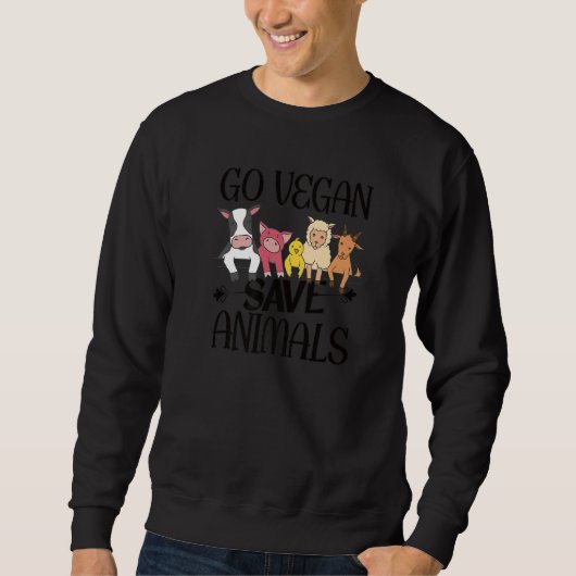 Sweatshirt Go Vegan Save Animals Premium (Devant)