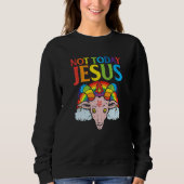 Sweatshirt Goat Not Today Jesus Satan Retro Rainbow God Chris (Devant)