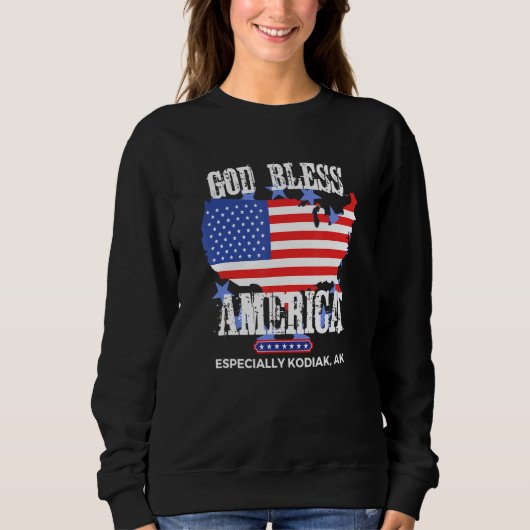 Sweatshirt God Bless America Especially Kodiak AK US State De (Devant)
