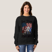 Sweatshirt God Bless America Horses Flag Fourth Of July (Devant entier)