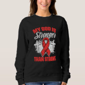 Sweatshirt God Stronger Stroke Survivor Red Ribbon Stroke Awa (Devant)