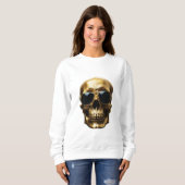Sweatshirt Gold Shiny crâne 3D portant des lunettes de soleil (Devant entier)