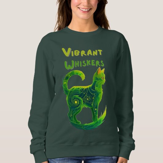 Sweatshirt Golden Glimmer : Vert clair et jaune Feline (Devant)
