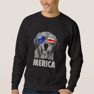 Sweatshirt Golden Retriever 4th Of July Merica American Flag 