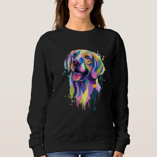 Sweatshirt Golden Retriever Dog Face Watercolor Colorful Pop  (Devant)