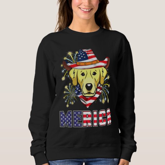 Sweatshirt Golden Retriever Dog Us Drapeau Casquette feux d'a (Devant)