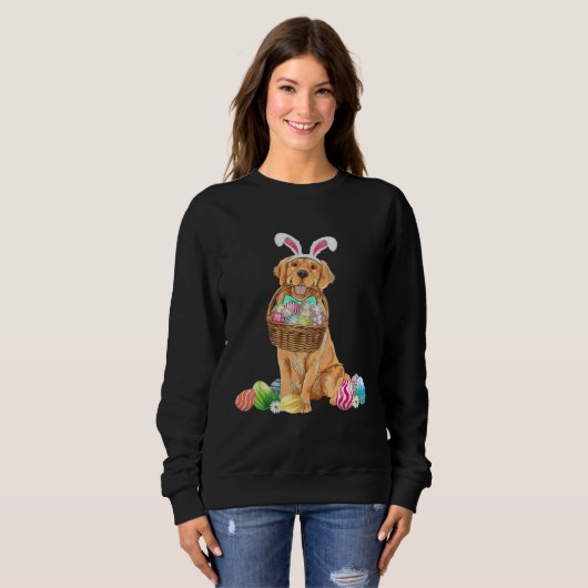 Sweatshirt Golden Retriever Easter Day Bunny Eggs Easter Cost (Devant entier)