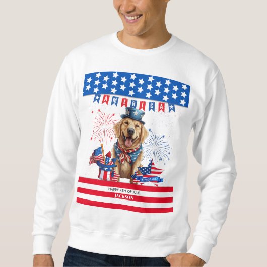 Sweatshirt Golden Retriever Happy 4 juillet l'indépendance de (Devant)