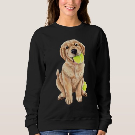 Sweatshirt Golden Retriever Puppy With Tennis Ball (Devant)