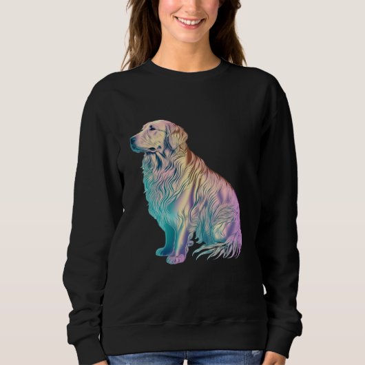 Sweatshirt Golden Retriever Vaporwave Retrowave Aesthetic 2 (Devant)