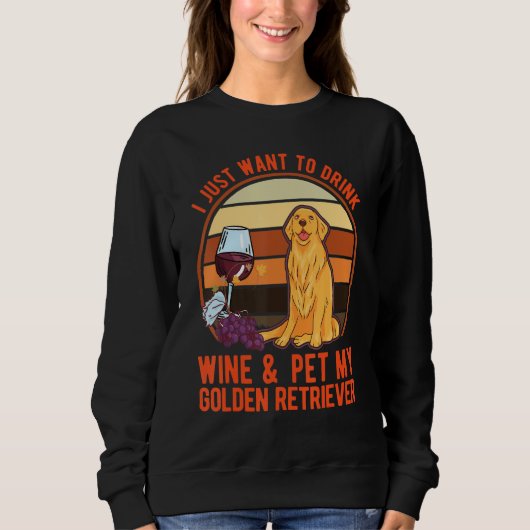 Sweatshirt Golden Retrievers And Wine (Devant)