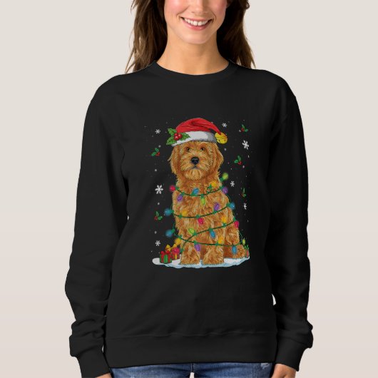 Sweatshirt Goldendoodle Christmas Santa Hat Fairy Lights Paja (Devant)