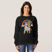 Sweatshirt Goldendoodle Dog Riding Unicorn Rainbow Girls & Ki (Devant entier)