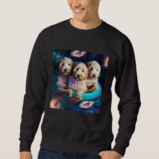 Sweatshirt Goldendoodle In Space With Donuts Cute Doodle Boys (Devant)