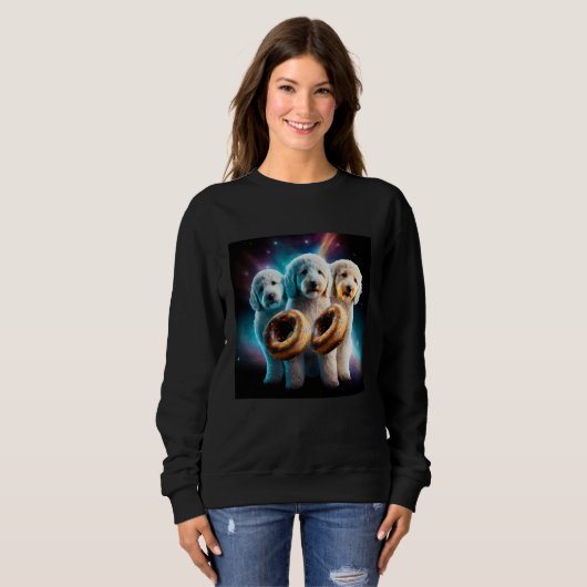Sweatshirt Goldendoodle In Space With Donuts Cute Doodle Boys (Devant entier)