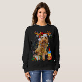 Sweatshirt Goldendoodle Reindeer Feux de Noël Drôle Chien X (Devant entier)