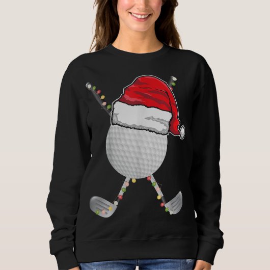 Sweatshirt Golf Balle Noël Santa Chapeau Funny Noël Golfer Pa (Devant)