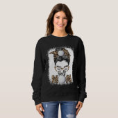 Sweatshirt Golf Mom Game Day Messy Bun Leopard Mother s Day W (Devant entier)