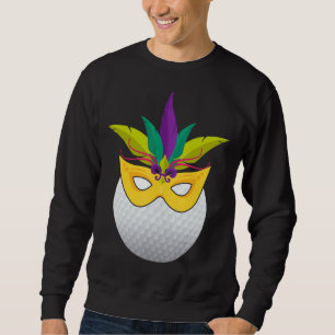Sweatshirt Golf portant un masque de carnaval Mardi Gras drôl