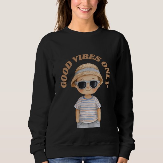 Sweatshirt Good Vibes Only – Cute Positive Illustration (Devant)