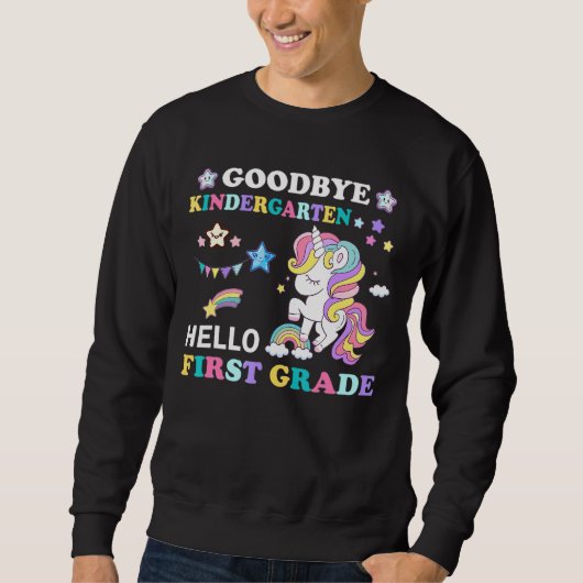 Sweatshirt Goodbye Kindergarten Hello 1st Grade Unicorn Girls (Devant)