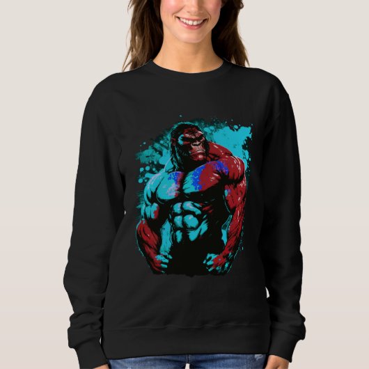 Sweatshirt Gorilla Bodybuilding Muscles MMA Fighter Gym Worko (Devant)